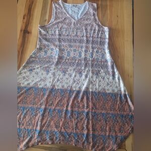 ONE WORLD XL Womens Asymmetrical Bohemian Tribal Multi Color Pattern Texture